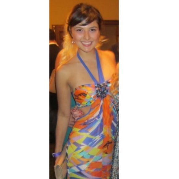 BCBG MaxAzria Fun Colorful Maxi with Cut-outs, Siize 2 - Picture 1 of 8